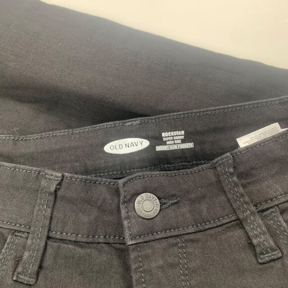 Old Navy Rockstar Super Skinny Jeans Women's Size 6 Black Denim High Rise - Picture 3 of 8